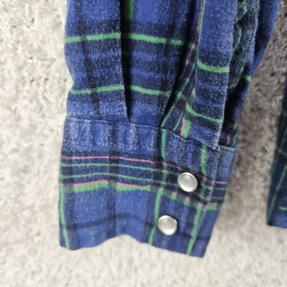 Vintage Williams Bay Pearl Snap Flannel Button Up Shirt Men's Medium Grunge Worn